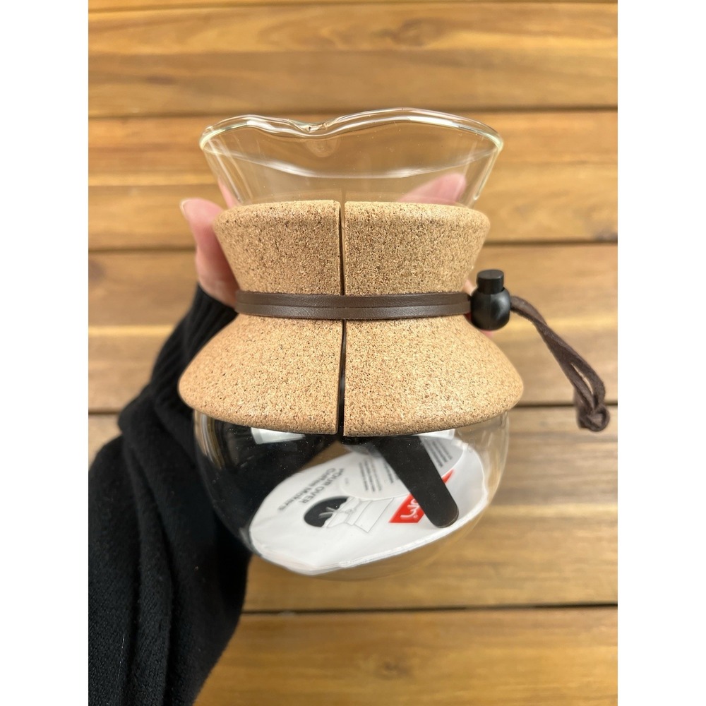 BODUM Pour Over Coffee Maker w Cork Sleeve & Leather Tie NWOB Mini 6" 17oz - Picture 2 of 7